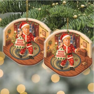 Funny Trump Oval Office 2D Ornament MAGA Isometric Acrylic Christmas Decor Republican Trump Gift