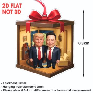 Funny Trump and Elon Musk Oval Office 2D Acrylic Ornament MAGA Isometric Decoration Political Humor Gift