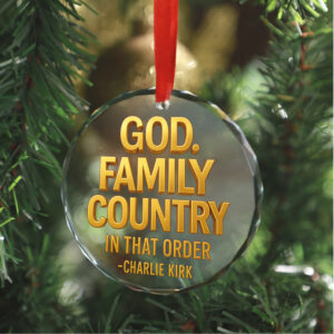 God Family Country Glass Ornament Charlie Kirk Christmas Ornament Justice For Charlie Kirk Ornament God Family Country Glass Ornament Charlie Kirk Christmas Ornament Justice For Charlie Kirk Ornament