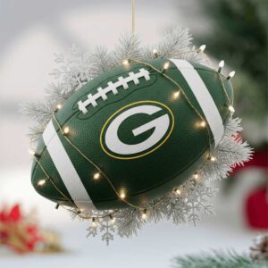 Green Bay Packers Glass Football Ornament