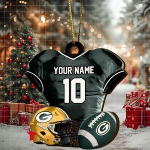 Green Bay Packers NFL Sport Ornament Custom Name And Number 2023 Christmas Tree Decorations