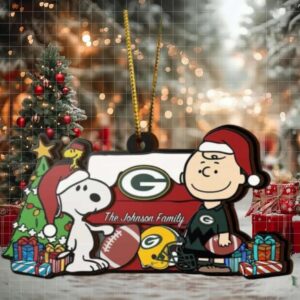 Green Bay Packers Snoopy NFL Sport Ornament Custom Your Family Name