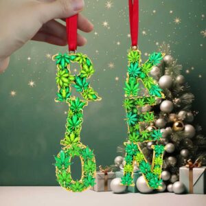Green Leaf Acrylic Ornament Personalized Gift For Stoners