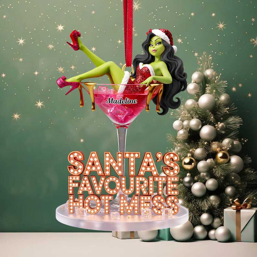 Grinch Cocktail Ornament close-up