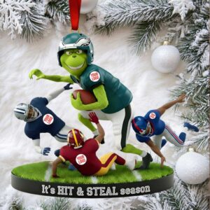 Grinch Football Christmas Ornament