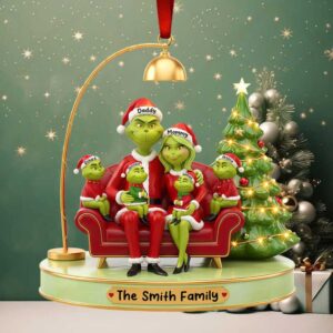 Grinch Funny Green Family Christmas Ornament Personalized Gifts For Family
