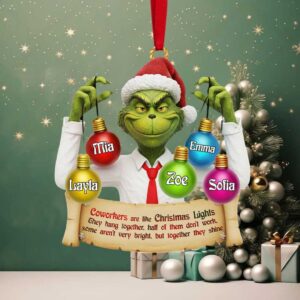 Grinch Personalized Gift For Christmas, Coworker Acrylic Ornament