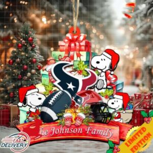 Houston Texans Snoopy And NFL Sport Ornament Personalized Your Family Name