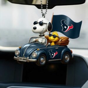 Houston Texans Snoopy & Woodstock in Car Hanging Ornament