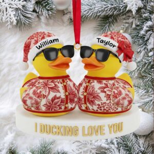 I Ducking Love You Personalized Couple Duck Christmas Ornament