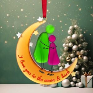 I Love You to the Moon & Back Personalized Christmas Ornament, Custom Gift for Grandma and Loved Ones I Love You to the Moon & Back Personalized Christmas Ornament, Custom Gift for Grandma and Loved Ones