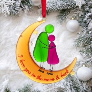 I Love You to the Moon & Back Personalized Christmas Ornament, Custom Gift for Grandma and Loved Ones