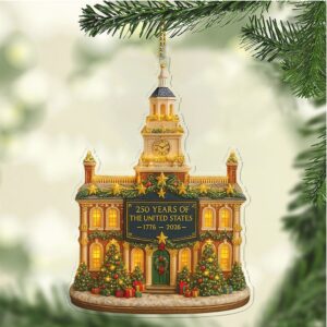 Independence Hall Christmas Ornament 250 Years of USA Ornament 1776–2026 Patriotic Bicentennial Tree Decoration Gift