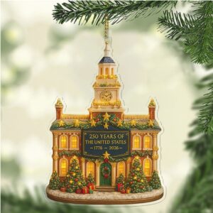 Independence Hall Christmas Ornament 250 Years of USA Ornament 1776–2026 Patriotic Bicentennial Tree Decoration Gift