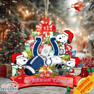 Indianapolis Colts Snoopy And NFL Sport Ornament Personalized Your Family Name