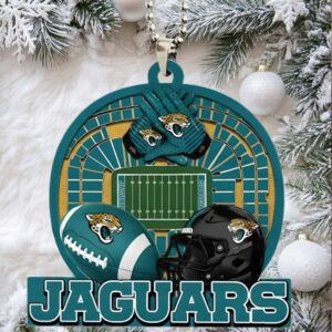 Jacksonville Jaguars Helmet, Football, and Field Christmas Ornament