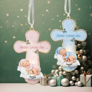 Jesus Loves Me Personalized Christmas Ornament Custom Gift for Family, Friends, and Loved Ones Jesus Loves Me Personalized Christmas Ornament Custom Gift for Family, Friends, and Loved Ones