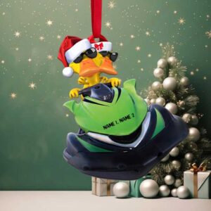 Jet Ski Yellow Ducks Personalized Christmas Ornament Gift for Skiers