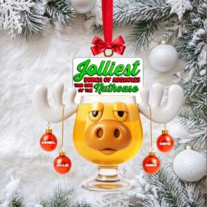 Jolliest Bunch of Assholes Personalized Christmas Moose Ornament for Family & Friends