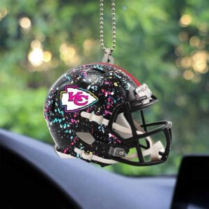 Kansas City Chiefs Custom Black Mini Helmet Car Ornament with Paint Splatter Design