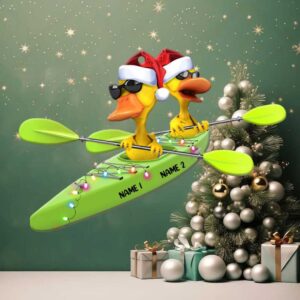 Kayaking Yellow Ducks Personalized Christmas Ornament Gifts for Kayaking Lovers
