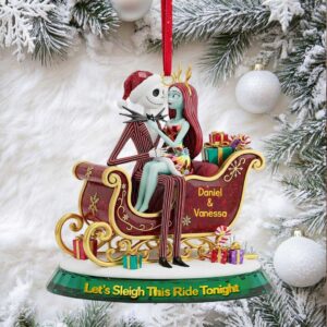 Let's Sleigh This Ride Tonight Personalized Christmas Ornament for Couples