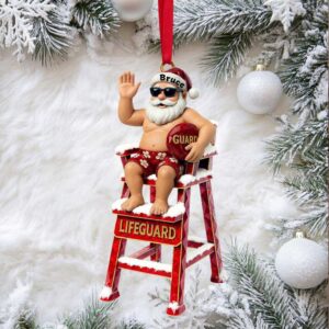 Lifeguard Santa Christmas Ornament – Beach Holiday Decoration