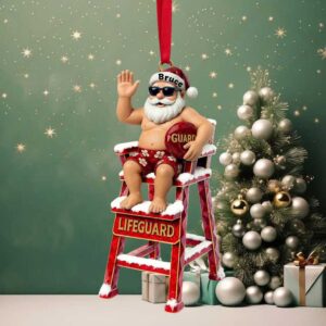 Lifeguard Santa Christmas Ornament – Beach Holiday Decoration