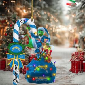 Los Angeles Chargers NFL x Grinch Custom Name Christmas Gift Tree Decorations Two Sides Ornament