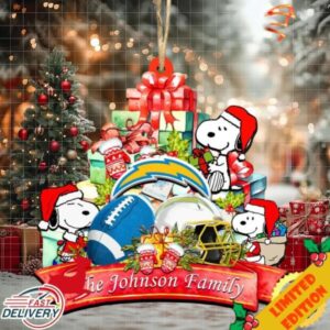 Los Angeles Chargers Snoopy And NFL Sport Ornament Personalized Your Family Name