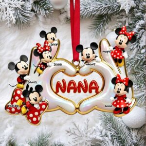 Love is in the Hands Personalized Cute Heart Hands Ornament Perfect Gift for Grandma, Mom, and Loved Ones