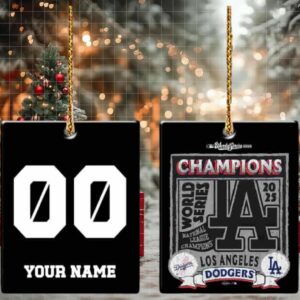 MLB Los Angeles Dodgers 2025 World Series Champions Custom Name Tree Decor Xmas Ornament