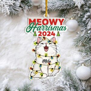 Meowy Harrismas 2024 Personalized Cat Ornament (1)
