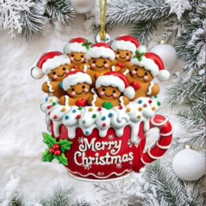 Merry Christmas Personalized Gingerbread Family Ornament