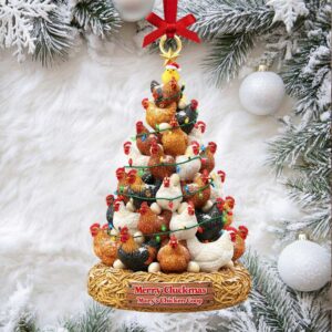 Merry Cluckmas Chicken Coop Christmas Ornament