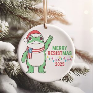 Merry Resistmas Ceramic Ornament Funny Frog Anti Trump Ceramic Ornament Liberal