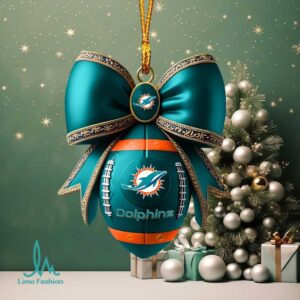 Miami Dolphins Football Glass Ornament