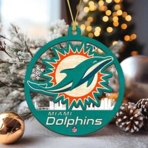 Miami Dolphins Inspired Personalized Christmas Ornament