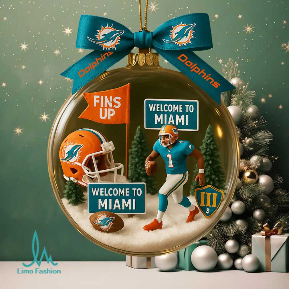 Miami Dolphins NFL Glass Ball Ornament Miami Dolphins NFL Glass Ball Ornament