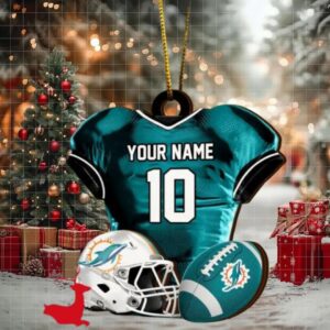 Miami Dolphins NFL Sport Ornament Custom Name And Number 2023 Christmas Tree Decorations