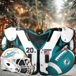 Miami Dolphins NFL Sport Ornament Custom Your Name And Number 2023 Christmas Tree Decorations
