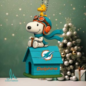 Miami Dolphins Snoopy Aviator Doghouse Ornament