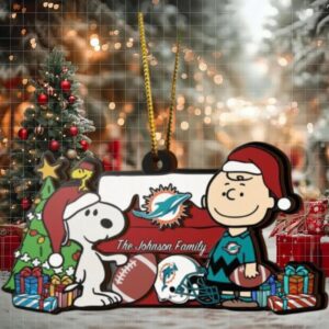 Miami Dolphins Snoopy NFL Sport Ornament Custom Your Family Name