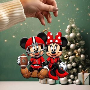 Mickey & Minnie Mouse Football Fan Christmas Ornament