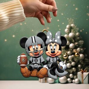Mickey & Minnie Mouse Las Vegas Raiders Christmas Ornament