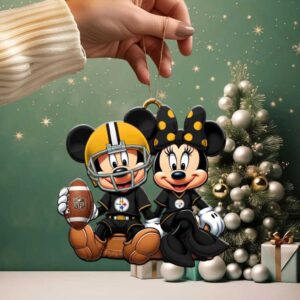 Mickey & Minnie Mouse Pittsburgh Steelers Christmas Ornament