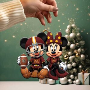 Mickey & Minnie Mouse Washington Commanders NFL Christmas Ornament