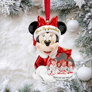 Mickey Treasure Every Moment with Grandkids Personalized Custom Photo Ornament Perfect Gift for Grandparents, Kids, and Families