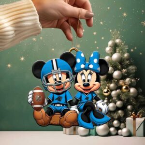 Mickey and Minnie Mouse Carolina Panthers Christmas Ornament
