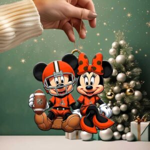 Mickey and Minnie Mouse Cleveland Browns Fan Ornament
